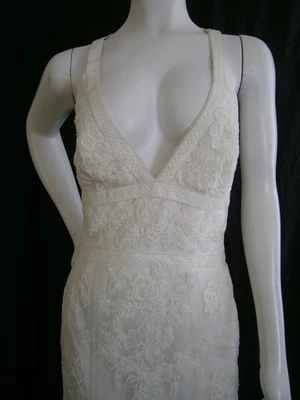 Vestido de Boda Azul Sauce Anne Barge 6 Encajes Profundo Espalda en V Entrecruzado Romántico Foto 1 de 4