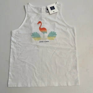 NWT Girls 8 Janie and Jack RESORT FLAMINGO Sleeveless TOP back Bow/Buttons RARE! - Picture 1 of 3
