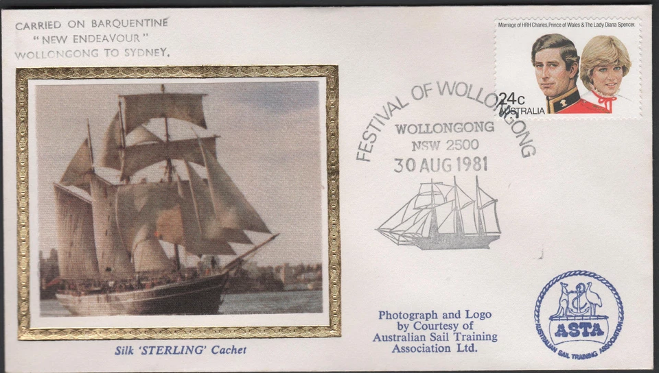 Cubierta de seda esterlina Australia Barquentine Clipper envío nuevo Endeavour Wollongong Foto 1 de 1