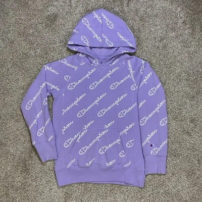 Suéter Champion Niños Jóvenes M Púrpura Pastel Logo Tejido Inverso Sudadera con Capucha Foto 1 de 4