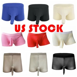 AU Men Pouch Boxer Briefs Ice Silk Knickers Panties Stretchy Lingerie Underwear - Picture 1 of 81