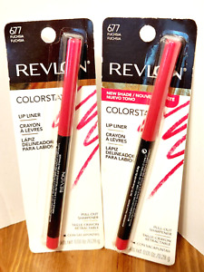 Revlon ColorStay Lip Liner 677 Fuchsia Crayon With Pull-Out Sharpener Lot Of 2