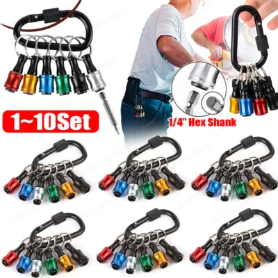 Lot of 1/4" Hex Shank Quick Release Keychain Screwdriver Drill Bits Holder Set - Image 1 of 4