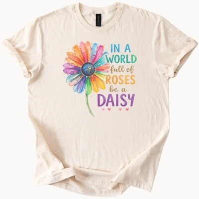 Camisa Acuarela Margarita Floral Gráfico Camiseta Inspirador Flor Top Foto 1 de 4