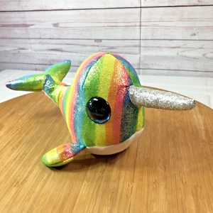 Ty Nori 2018 Narwhal Rainbow Color Shimmer Plush Stuffed Animal Toy 13" Unicorn - Picture 1 of 7