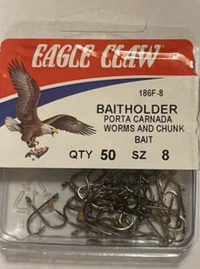 Eagle Claw Baitholder Hook Size 4 8 10 14.  Qty 10-50 Choose Size.  Bronze - Picture 1 of 10