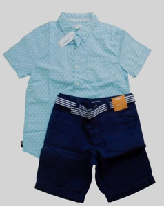 Gymboree Boys 7/8 Cotton Button Down Shirt & Belted Short Pants 2-PC NWT - Picture 1 of 4