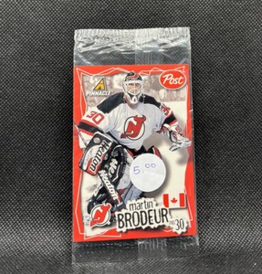 Martin Brodeur 1997 PINNACLE POST #8 NHL HOCKEY TRADING CARD SEALED CEREAL BOX
