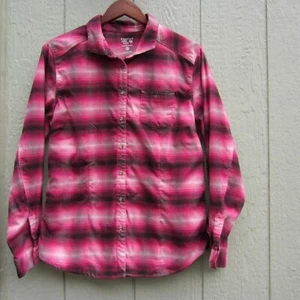 Mountain Hardwear Shirts Womens 14 Red ,White/Brown Plaid Button up Ooutdoor - Picture 1 of 12