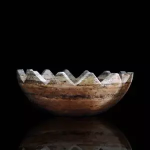 Red Travertine Bowl Italian Marble Classic Centerpiece D.40cm - Picture 1 of 1
