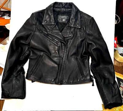 Bullskins Black Leather Jacket Ladies Size 12 Excellent - Image 1 of 4