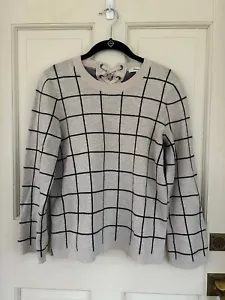 Madewell Lace-back Windowpane Jacquard Pullover Sweater Small Gray Black - Picture 1 of 13