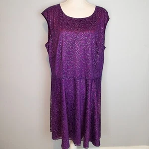 Tahari purple Glitter Dress Size 18W Wedding party coctail sleeveless - Picture 1 of 15