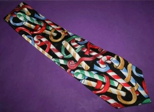 Zuckerstange Krawatte Herren Seide Bunt Taffy Weihnachten Party Urlaub Hergestellt in den USA - Bild 1 von 3