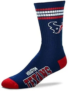 NEW! Houston Texans NFL 4 Stripe Deuce Large Crew Socks Fits 10-13 - Picture 1 of 1