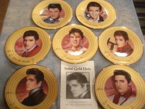 VINTAGE 1990's SET OF 7 ELVIS PRESLEY "SOLID GOLD ELVIS" COLLECTIBLE PLATES - Picture 1 of 18