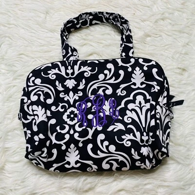 Bolsa de aseo Thirty One maquillaje de viaje con monograma bordado blanco y negro Foto 1 de 4