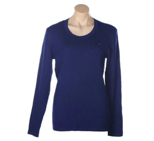 Tommy Hilfiger 'Jenny' Crew Neck Knit Sweater Top-NWT 2XL 100% cotton Blue Depth - Picture 1 of 7