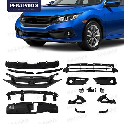 For CIVIC 2019-2021 Front Bumper Grille Fog lights Brackets Radiator Cover Kit - Image 1 of 4
