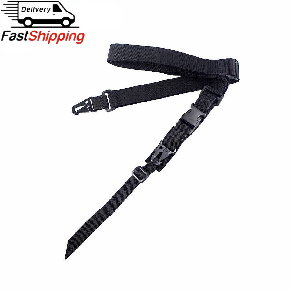 Tactical 3 Point Gun Sling Adjustable Rifle Gun Strap Quick Detach Mount Black - Image 1 of 4