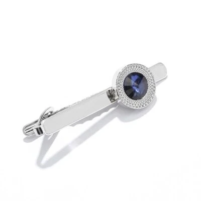 New Simple Style Metal Crystal Silver Tie Clip For Men Wedding Necktie Tie Clasp - Image 1 of 4