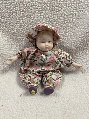 Muñeca Vintage 7" Porcelana Genuina Cara Manos Pies Country Floral Coleccionable Foto 1 de 2