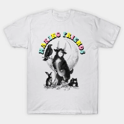 Making Friends - Funny Evil Baphomet Gift T-Shirt Size Large - Image 1 of 2