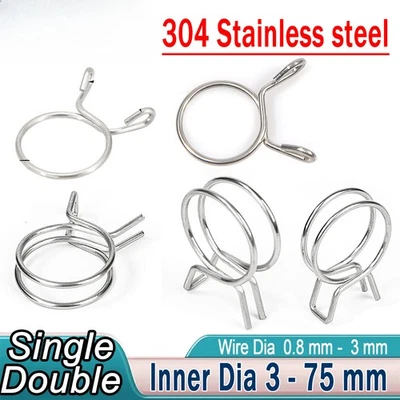 Single/Double Wire Spring Clips / Silicone Hose Pipe Air Fuel Band Tube Clamp - Image 1 of 4
