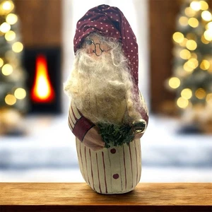 SUSIE NORDLEY WACHSTUCH WEIHNACHTEN WEIHNACHTSMANN HANDBEMALT & SIGNIERT FEIERTAGSDEKO - Bild 1 von 7
