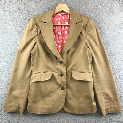 Blazer Boden EE. UU. 2 Marrón Tostado Chaqueta con Botones Mezcla de Algodón Forro Rosa Foto 1 de 4