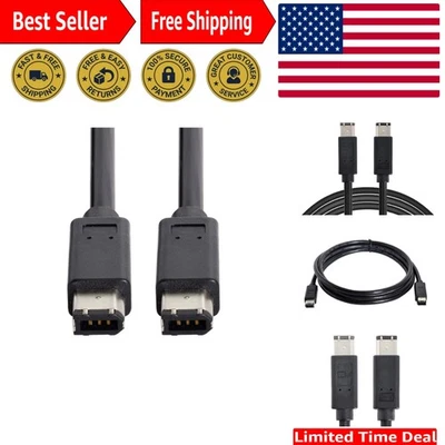 High-Speed 1.8m FireWire 400 Cable - 6-Pin Male, Triple Shielded Design - Image 1 of 4