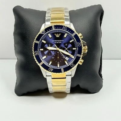 Emporio Armani AR11362 Blue Dial & Two Tone Bracelet Chronograph Men’s Watch - Image 1 of 4