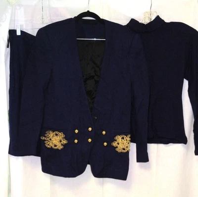 DE COLECCIÓN PEGGY JENNINGS ~ 100% Cachemira ~ 3 PIEZAS FALDA TOP CHAQUETA CONJUNTO traje talla 6/8 Foto 1 de 4