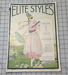 1916 Elite Styles May Original Dressmaker Tailor Fashion Catalog Ladies Magazine - Picture 1 of 9