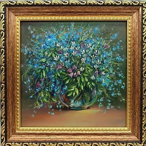 Framed Art Original Oil Painting Floral Oil Painting Bouquet Framed Artwork - Picture 1 of 8