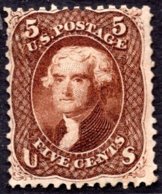 US 1861-63 SCOTT #75 MINT PART GUM SMALL TEAR IN BOTTOM RIGHT CORNER NEAT PERFS - Image 1 of 2