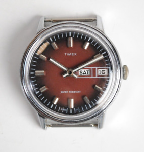 Vintage TIMEX Men’s Watch Red Mechanical 35mm RUNNING