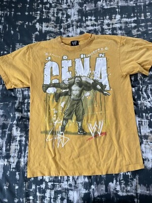 Camiseta John Cena WWE World Wrestling Entertainment Vintage Juvenil Grande Amarilla Foto 1 de 2
