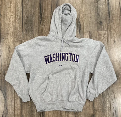 Vintage Y2K Washington Huskies Nike Center Swoosh Small Gray Hoodie Sweatshirt Cover