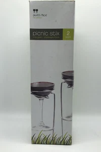 True Picnic Stix Wine Glass Champagne Flutes Metal Silver 2 Pack - Picture 1 of 3