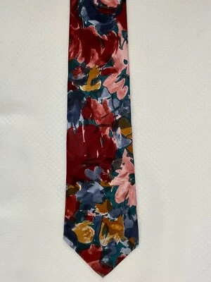 Botany 500 Floral Pink Red Blue Green Necktie Winter Wedding - Image 1 of 3