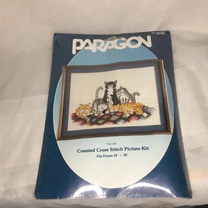 Paragon Cozy Cats 14" x 18" Counted Cross Stitch Kit #2540 New Sealed - Picture 1 of 5