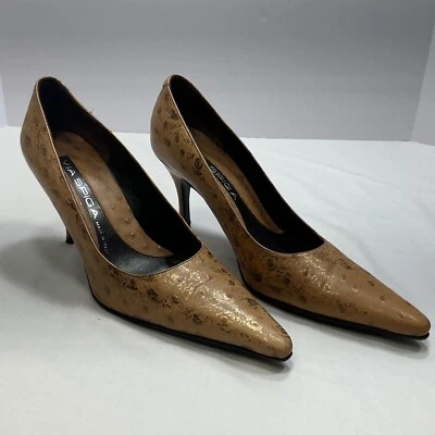 Zapatos clásicos Via Spiga de tacón con punta de cuero bronce 7,5 M Foto 1 de 4