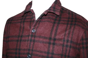 All Saints Zenith Plaid Overshirt Jacket -XL- Burgundy - Flannel Shacket Top - Picture 1 of 11