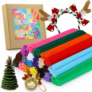 1200Pcs Pipe Cleaners, 60 Colors Thick Pipe Cleaners Craft, Multi-Color Chenille - Picture 1 of 16