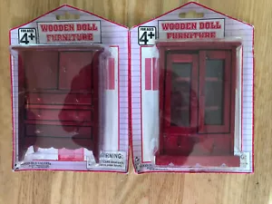 Muebles de muñeca de madera de 2 piezas - nuevos - gabinete y tocador - Imagen 1 de 3