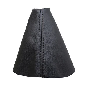 VOLKSWAGEN AMAROK (10-18) Cuffia Leva Cambio 100% Vera Pelle - Cuciture Nero - Picture 1 of 3