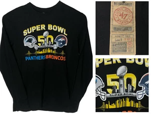 SUPER BOWL 50 PANTHERS BRONCOS 47 BRAND Men’s Black Long Sleeve Shirt sz XL $75 - Picture 1 of 6