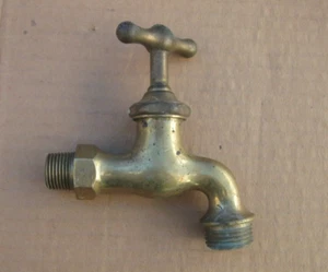 Vintage Stebbins Brass Water Faucet Tap Spigot Hose Bib Farmhouse Nice Patina! - Picture 1 of 8