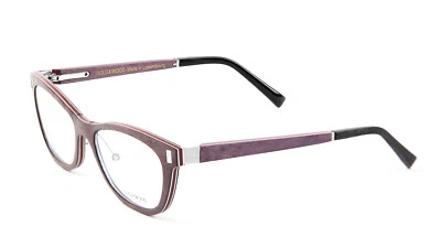 Gold & Wood Brown Maple Orion 03 Rectangular Eyeglass Frames 51mm $789 NEW - Image 1 of 3